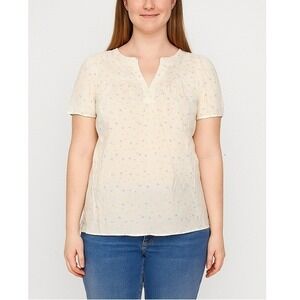 Current Air Women's Cream Puff Sleeve V-Neck Pullover Blouse Top NWT Size XL